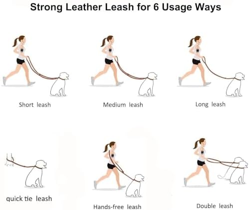 Leather Dog Leash 8ft, Soft Multi-Function 6 in 1 Leather Training Walking Lead - Image 3