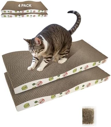 TIMHAKA 4 Pack Cat Scratching Board, Double-Sided Usability, by TIMHAKA