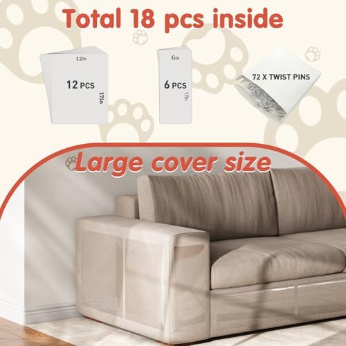 Secopad 18 PCS Cat Scratch Furniture Protector, Couch Protector - Image 3
