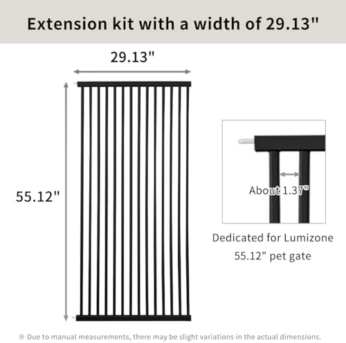 Lumizone Extra Tall Cat Gate Extension Kit 55.12" High 29.52" Wide Black - Image 3