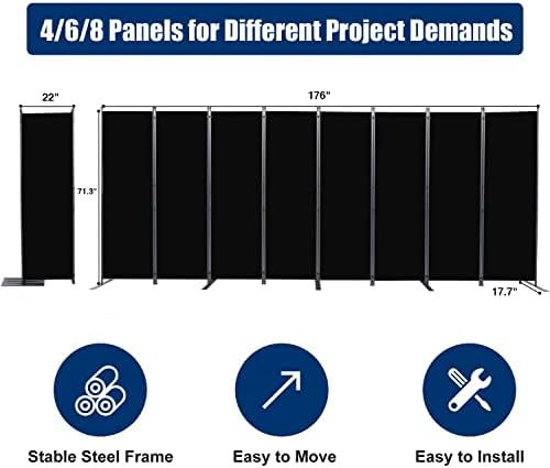 Room Divider 8 Panel-176''Wide, 6FT Room Dividers and Folding Privacy Screen - Image 6