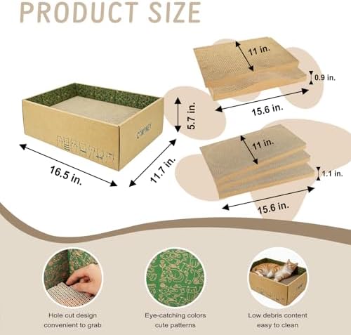 Comoney Cat Scratcher 5 Pack, Reversible Corrugated Cardboard Cat Scratch Pads - Image 5