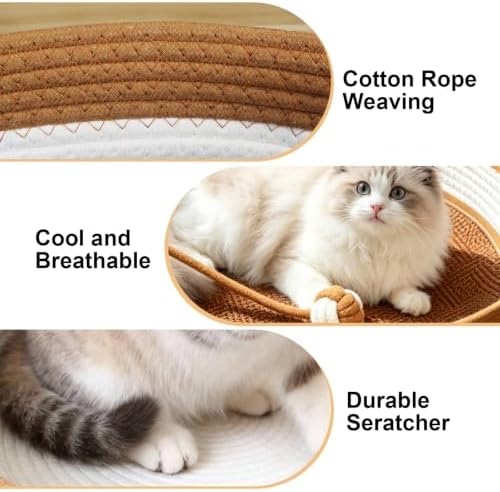2-in-1 Cat Bed with Scratch Pad, Cotton Rope Woven, Removable Breathable - Image 4