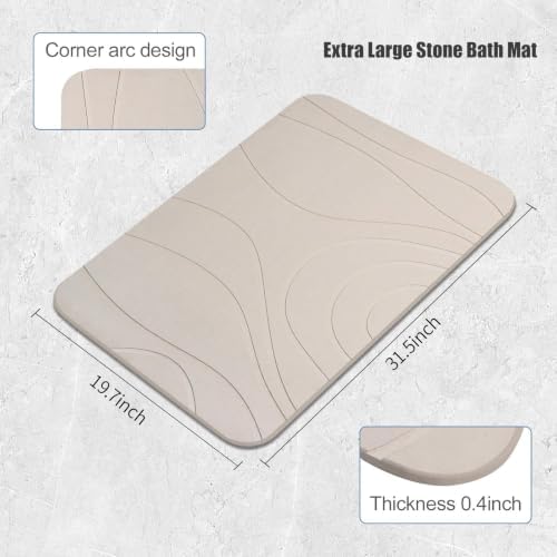 Extra Large Stone Bath Mat, 2 Pack Diatomaceous Earth Shower Mat, Non-Slip - Image 2