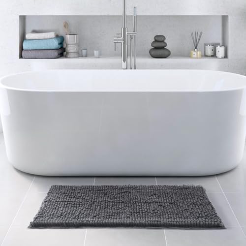FRESHMINT Large Chenille Bathroom Rugs Mat 36”x24”, Non-Slip Bath Mat - Image 2