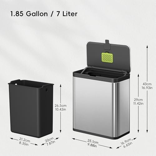 EKO Kitchen Compost Bin, 7L / 1.85 Gal Stainless Steel - Image 2
