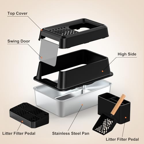 URPOWER Extra Large Stainless Steel Litter Box - Image 7