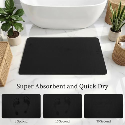 THMINS Black Extra Large Stone Bath Mat - Image 5