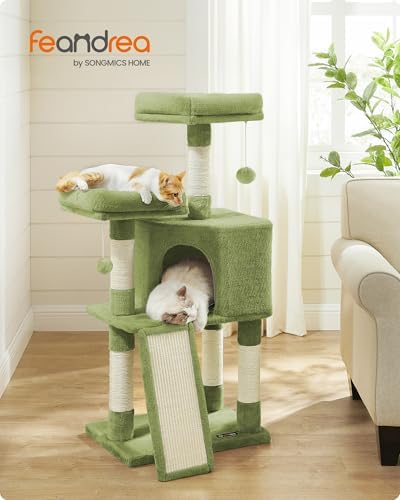 Feandrea Cat Tree, 45.3-Inch Cute Cat Tower, Plush Climbing Condo - Image 2