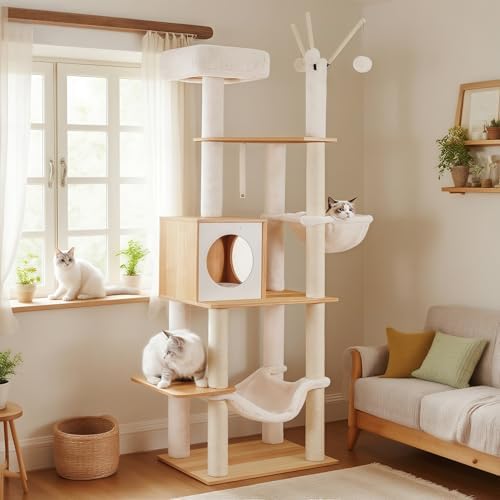 Hey-brother Wooden Cat Tree Tower by Hey-brother