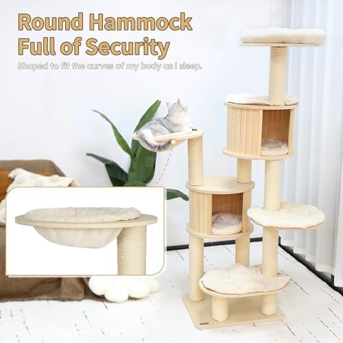 NUNU LAB 69’’ Modern Cat Tree for Large Cats, Wood Cat Tree Tower - Image 2