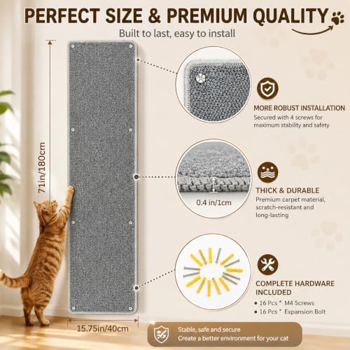 FHTONGE 71x15.8" Thickened Cat Wall Climbing Carpet - Image 2
