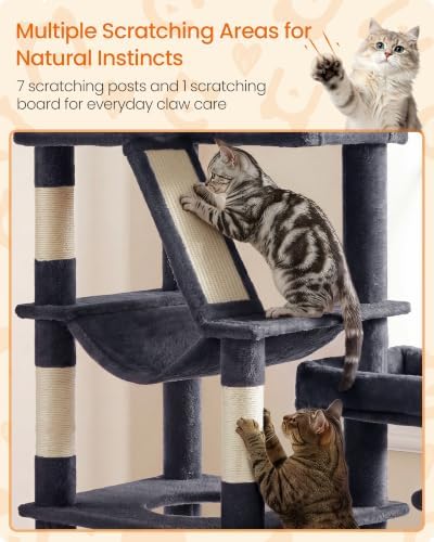 Feandrea Large Cat Tree, 74.1" Tall Sturdy Cat Tower - Image 4