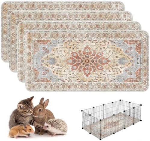 4PACK Washable Guinea Pig Pee Pads, Absorbent Reusable Guinea Pig Cage Liners by Peepads