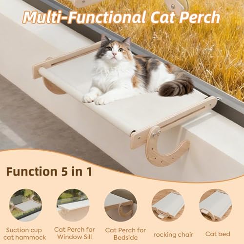 Window Cat Bed, Sturdy Cat Window Perch, Adjustable 4-in-1 Cat Hammock - Image 4