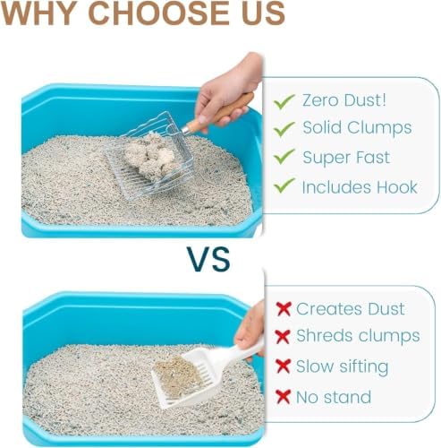 Metal Sifting Cat Litter Scoop, Wood Handle - Image 4