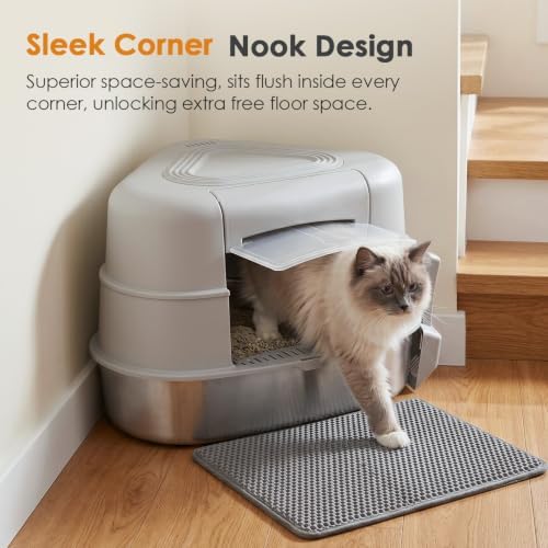 Stainless Steel XXL Corner Cat Litter Box - Image 2
