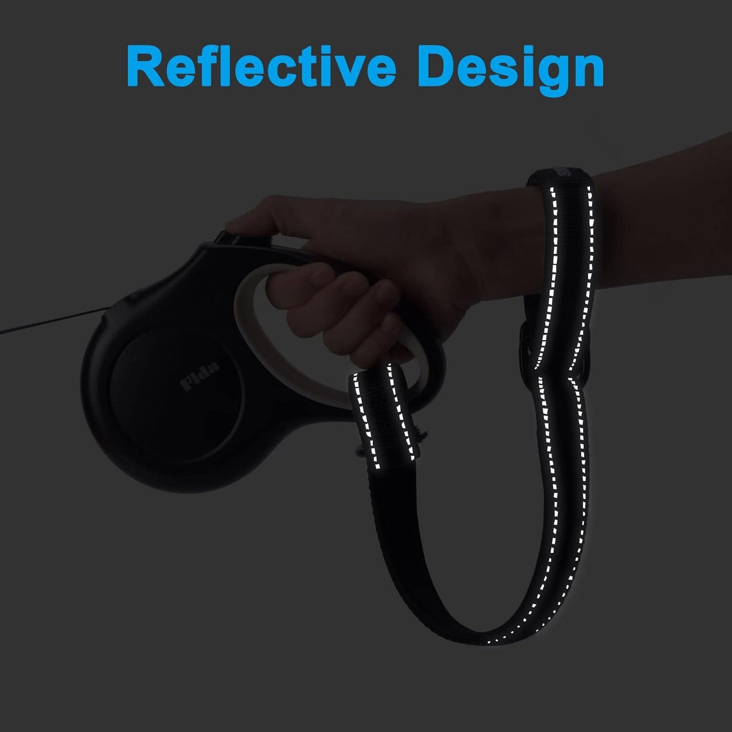 PetBonus Short Dog Leash, Safety Wrist Strap for Retractable Dog Leash, Reflective Design and Adjustable Soft Padded Handle, Extra Layer Security for Pet Stroller (Black)