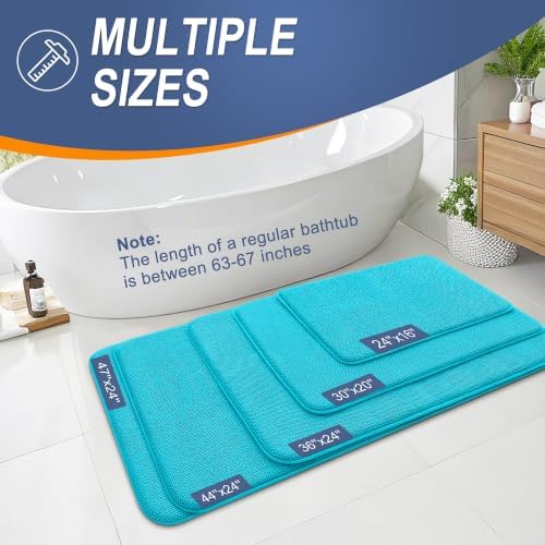 OLANLY Thick Memory Foam Bathroom Rugs 30x20, Absorbent Bath Mat, Aqua Sky - Image 5