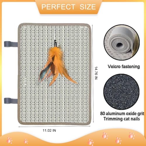 Cat Nail File Scratcher, Sisal Scratch Mat - Image 2
