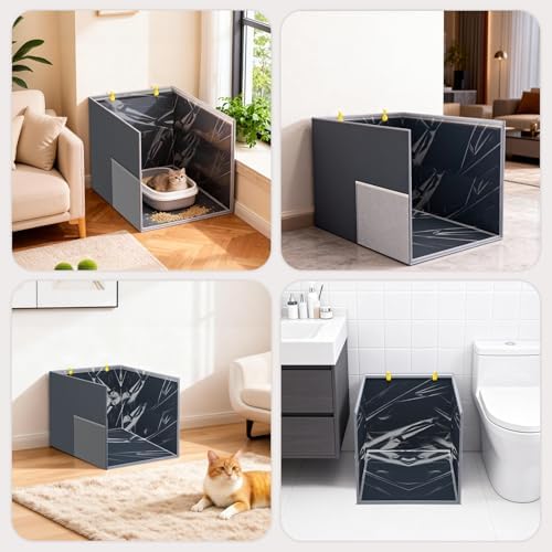 Aokeyee Gray Waterproof High Side Cat Litter Box Enclosure Splash Guard - Image 2