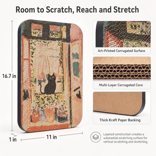 Cat Wall Scratcher, Art Cat Scratching Board - Image 2