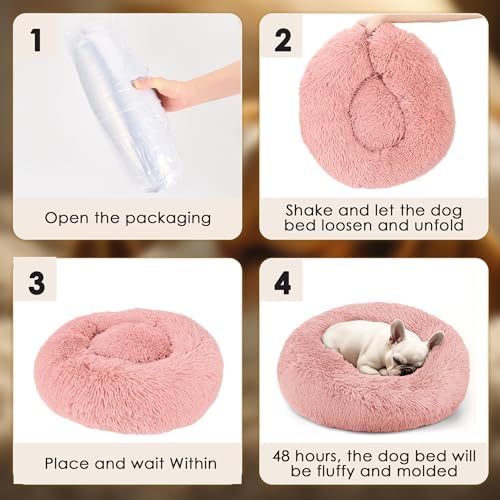 28in Large Dog Bed, Calming Donut Bed - Image 6