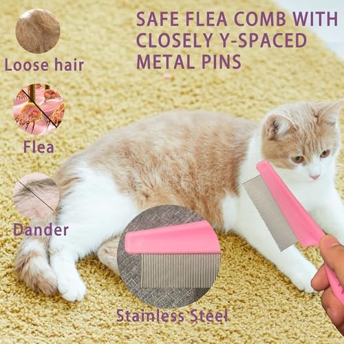 Cat Deshedding & Dematting Brush Kit, 6 Self-Cleaning Tools - Image 4