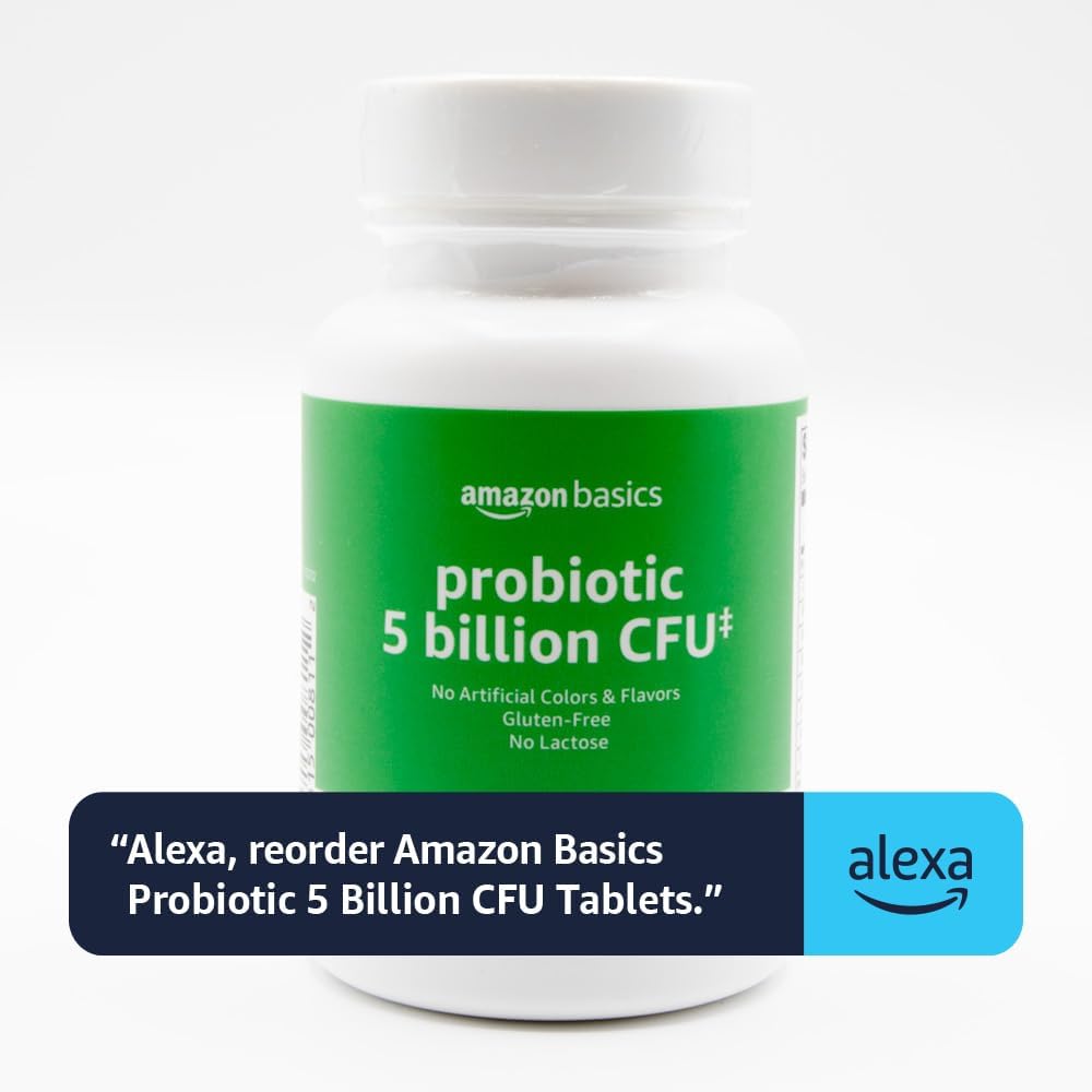 Amazon Basics Probiotic 5 Billion CFU, 8 Probiotic strains with 60 mg Prebiotic Blend, 60 Count Vegetarian Capsules, 2 Month Supply, Supports Healthy Digestion (Previously Solimo) (Pack of 2)