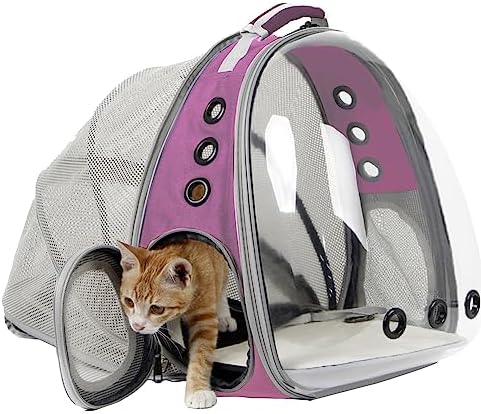 Expandable Pink Cat Backpack Carrier, Fit up to 12 lbs, Space Capsule Clear - Image 5