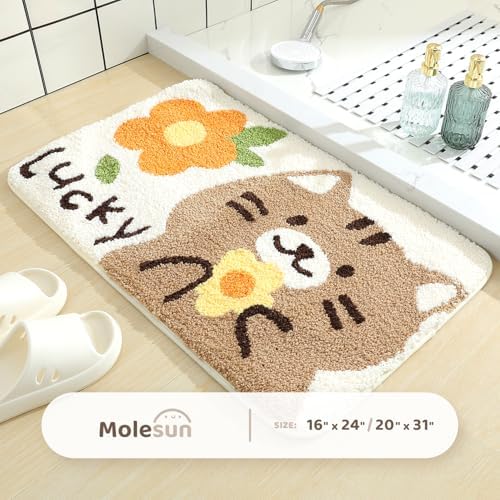 Molesun Cat Bath Mat 16x24, Soft Absorbent Microfiber Bath Rugs - Image 2