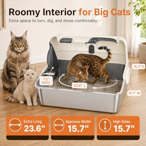 OROLEY XXXL Stainless Steel Cat Litter Box - Image 2