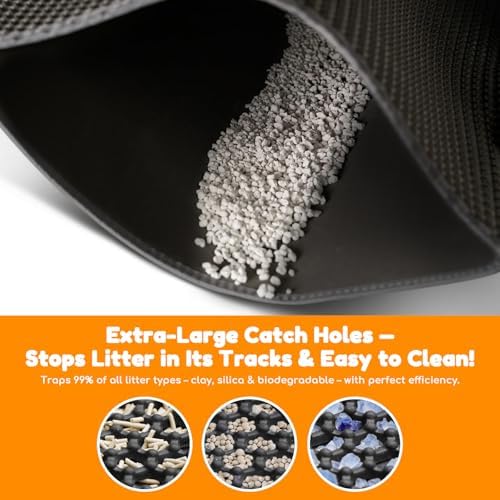 Cat Litter Mat 35"x24", Double Layer EVA Litterbox Mat Brown - Image 4