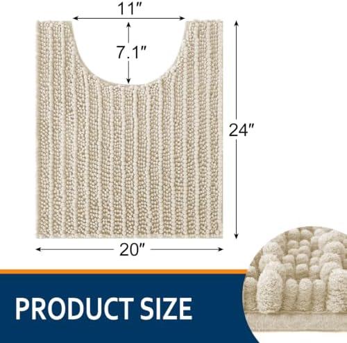 Smiry Bathroom Toilet Rugs U Shaped 24X20, Chenille Bath mats - Image 2