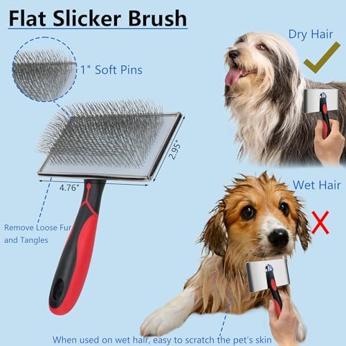 5-in-1 Dog & Cat Extra Long Pin Grooming Kit Slicker Brush - Image 2