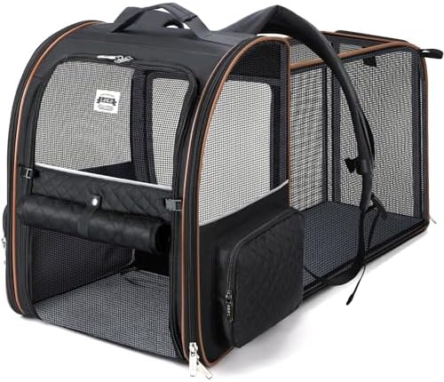 Large Cat Backpack Carrier Expandable Pet Carrier Backpack by LEKEBOBOR