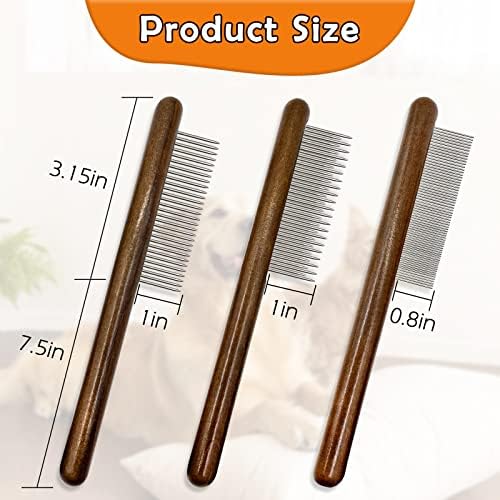 3 Pack Solid Wood Cat Combs, Stainless Steel Teeth - Image 3