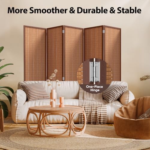 JOSTYLE 5 Panel Folding Privacy Screen 6ft Bamboo Freestanding Room Divider - Image 6