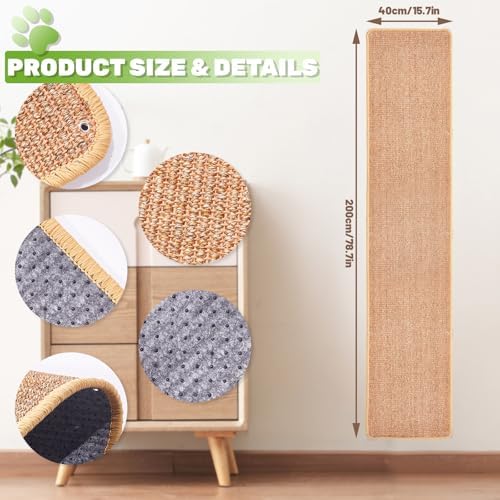 Uranshin Natural Sisal Cat Wall Climbing Carpet, Wall Scratcher Mat Pad - Image 2