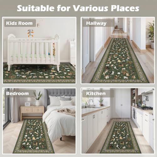 Dark Green Hallway Runner Rug 2x4 - Image 5