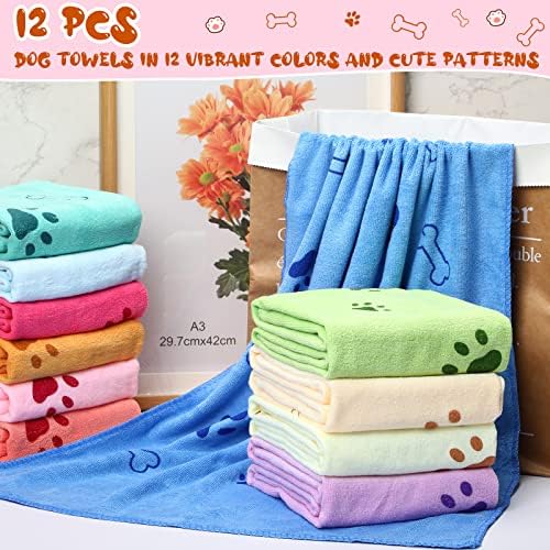 Irenare 12 Pack Dog Bath Towel Set 20'' x 39'' Microfiber - Image 3