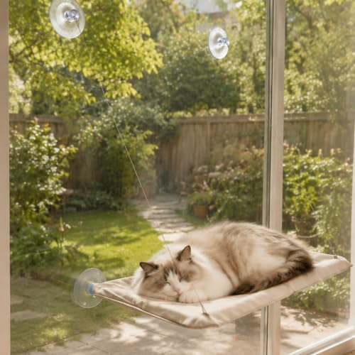 Cat Window Perch and Hammock, 21.6"x13.7" Portable Catio Window Bed by Kazazoo