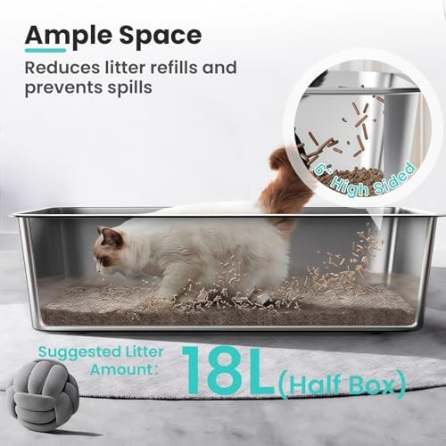 Extra Large Stainless Steel Cat Litter Box, 23.6"x15.7"x6" - Image 5