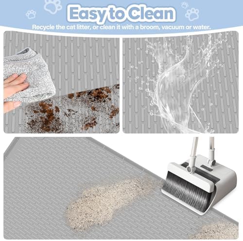 Silicone Cat Litter Mat for Litter Box 40”x28” Large Cat Mat, Light Grey - Image 5