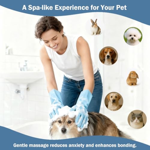 Pet Grooming Gloves, Silicone Bath Massage Gloves, Wet Dry - Image 7