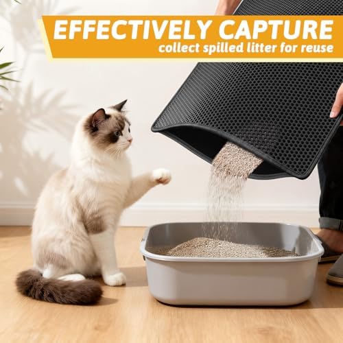 Pieviev Kitty Litter Mat, Double-Layer Waterproof Design - Image 3