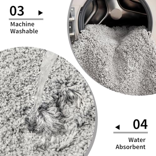 Disolla Gray Bathroom Rugs 24x48, Microfiber Non-Slip Plush Thick Bath Mat - Image 5