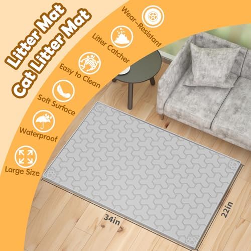 Silicone Cat Litter Mat 34"x22", 0.55‑Inch Raised Lip - Image 3