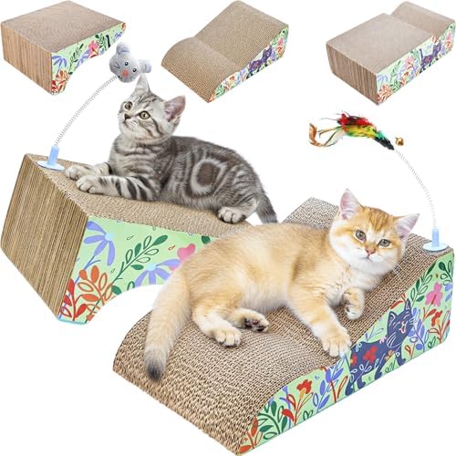 WUWEOT 2 in 1 Cat Scratching Board, Removable Cardboard Scratching Pad by WUWEOT