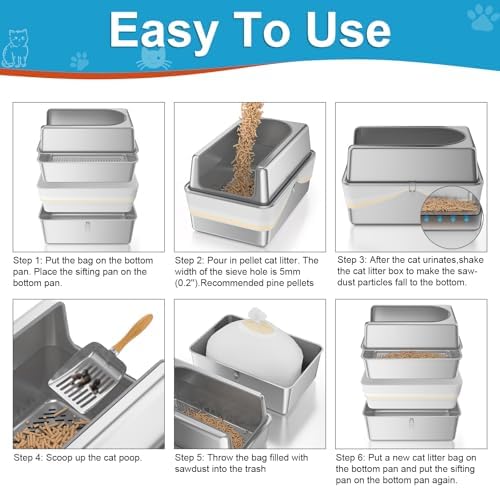 XXL All Stainless Steel Sifting Litter Box - Image 5